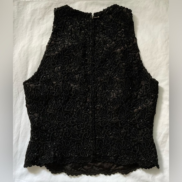 Carmen Marc Valvo Black Embellished Cropped Blouse - Picture 2 of 6